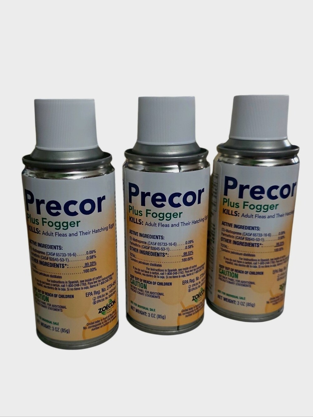 ZOЁCON Precor Plus Fogger 3 x 3 oz. Cans Kills Fleas and Flea Eggs NIB